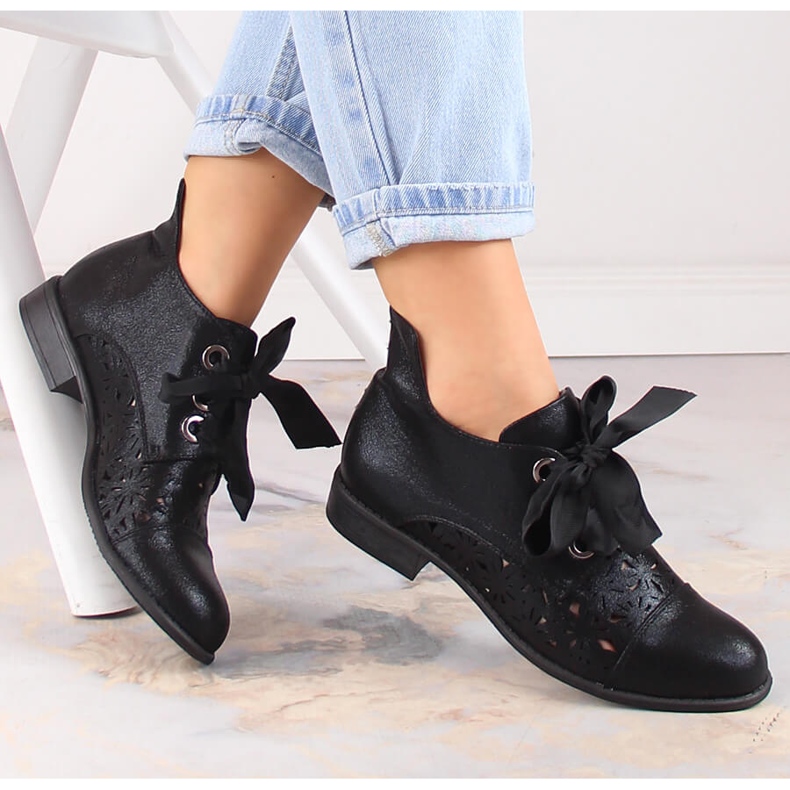 Női áttört lapos fekete csizma Jezzi ASA142-6A 1