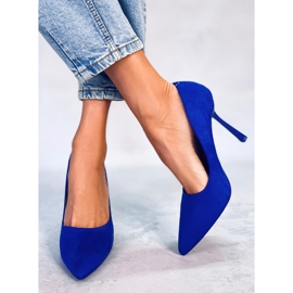 BM Női Camerin Blue velúr sarkú cipő kék 4