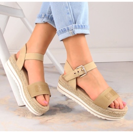 Női espadrill szandál a platformon bézs Big Star LL274872 1