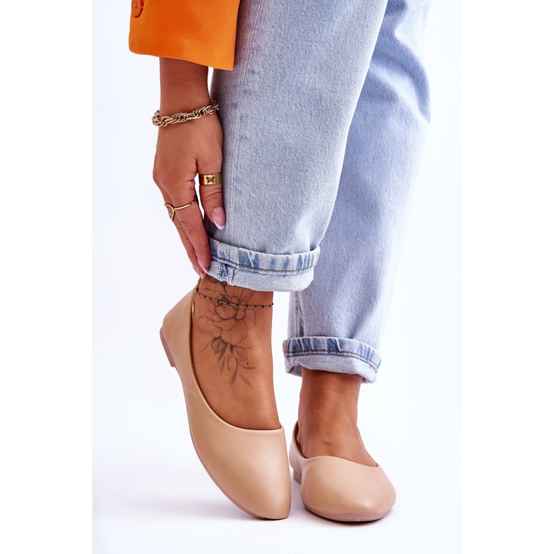 Stacee bőr klasszikus balerina bézs 1 Stacee bőr klasszikus balerina bézs 1