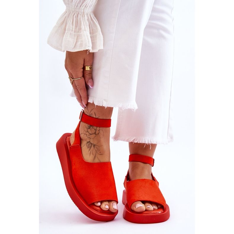 FG2 Kényelmes női platformszandál, sötét narancssárga rubin 1 FG2 Kényelmes női platformszandál, sötét narancssárga rubin 1