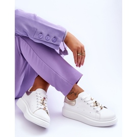 FG2 Női sportcipők hatalmas platformon, fehér és arany Chante 1