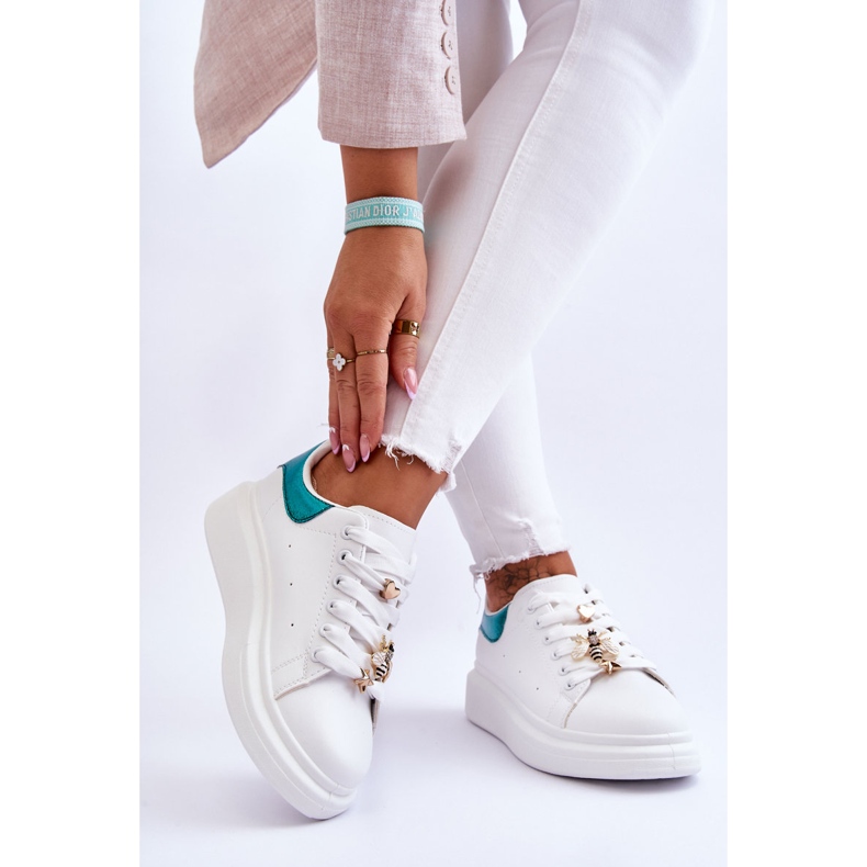 FG2 Női sportcipők egy hatalmas platformon, fehér és zöld Chante 2