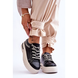 FG2 Kényelmes női sportcipők fekete és bézs színű Devan platformon 1 FG2 Kényelmes női sportcipők fekete és bézs színű Devan platformon 1