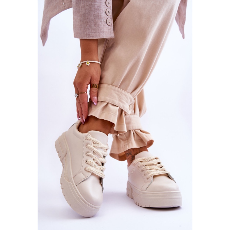 FG2 Kényelmes női platform sportcipő bézs Devan 2 FG2 Kényelmes női platform sportcipő bézs Devan 2