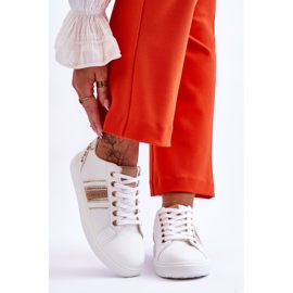 Női bőr tornacipő fehér és arany szegecsekkel Dory 1