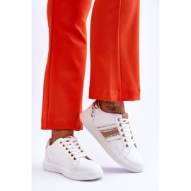 Női bőr tornacipő fehér és arany szegecsekkel Dory 2