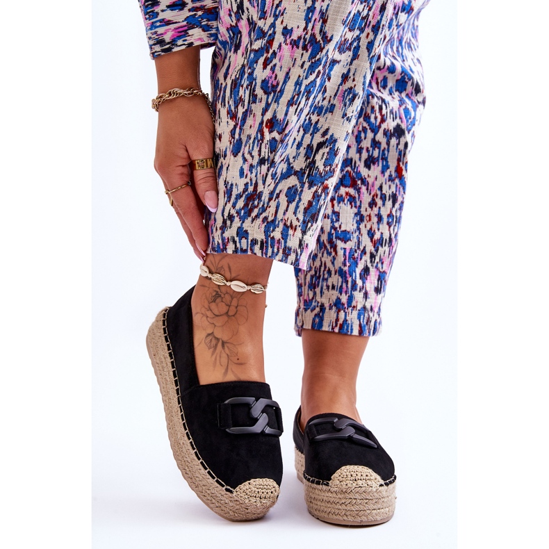 Női klasszikus platform Espadrilles Black Maurine fekete 1