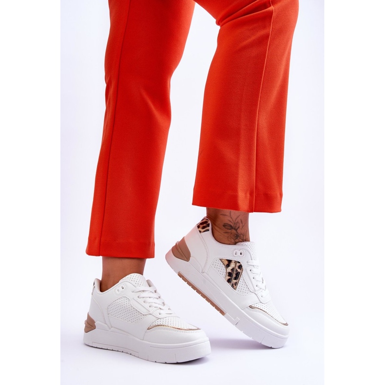 Női bőr leopárd sportcipő, fehér Nancey 2