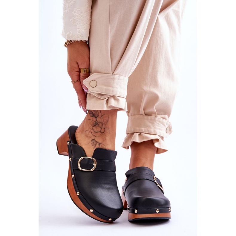 FI1 Női bőr papucs klumpa Fekete Fanett 1