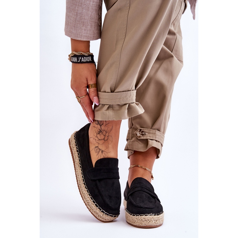 Női velúr Espadrilles Black Keyla fekete 1