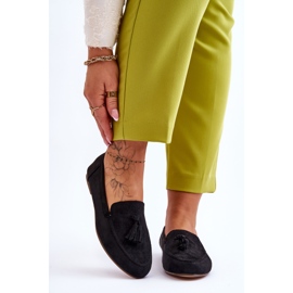 FB1 Klasszikus velúr cipők, bojtokkal, fekete Averil 1