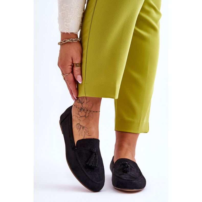 FB1 Klasszikus velúr cipők, bojtokkal, fekete Averil 1