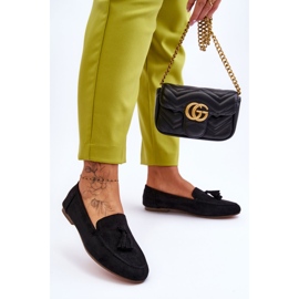 FB1 Klasszikus velúr cipők, bojtokkal, fekete Averil 2