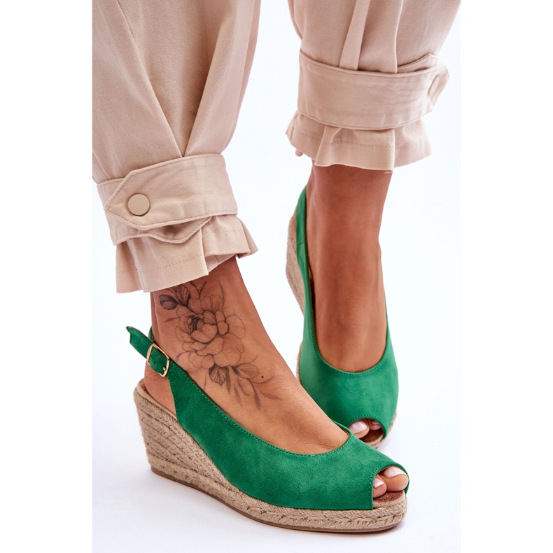 FB1 Zöld Elsie Suede Wedge szandál 2