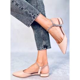 PA1 Durie Nude nyitott sarkú balettlapos bézs 2