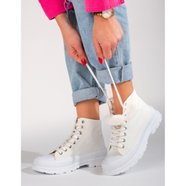 Shelovet fehér, magas szárú női szövet tornacipő 1