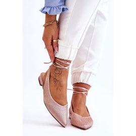 Bézs nyakkendős balerinák strasszokkal Mavis barna 1