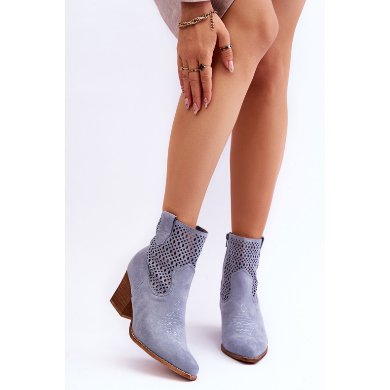 FB1 Női velúr Cowboy csizma Világoskék Norvella 1