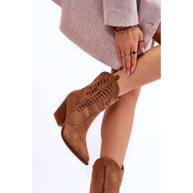 FB1 Női velúr Cowboy csizma cipzáras barna Lanna 2