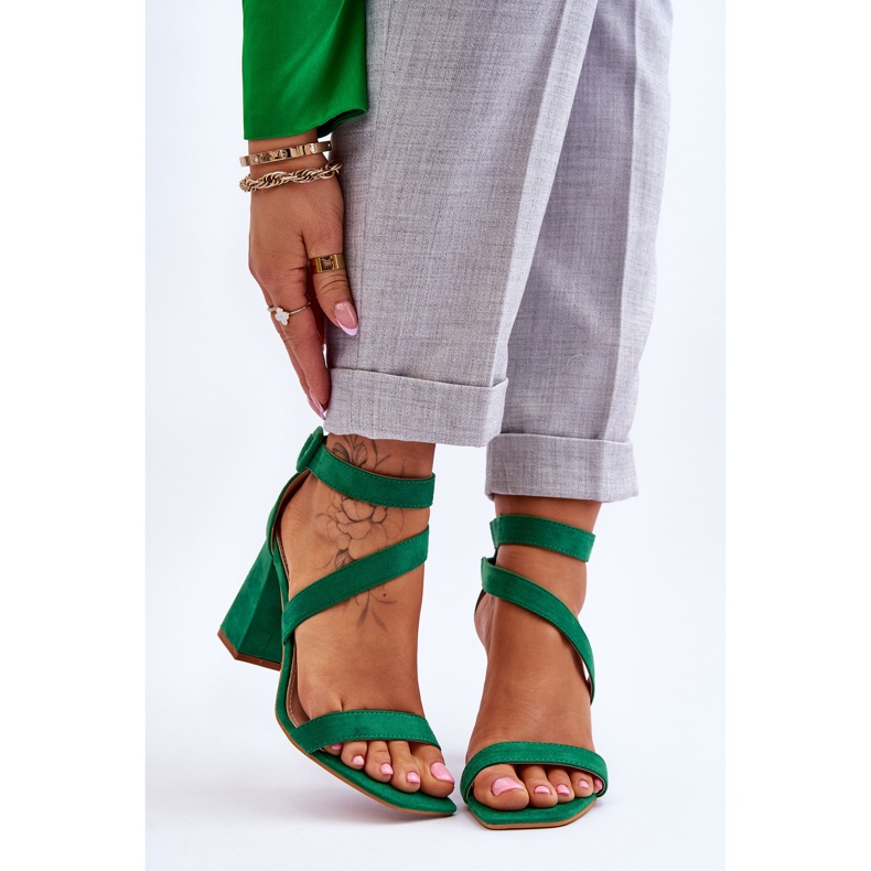 FB2 Női velúr magassarkú szandál Green Lanes zöld 1