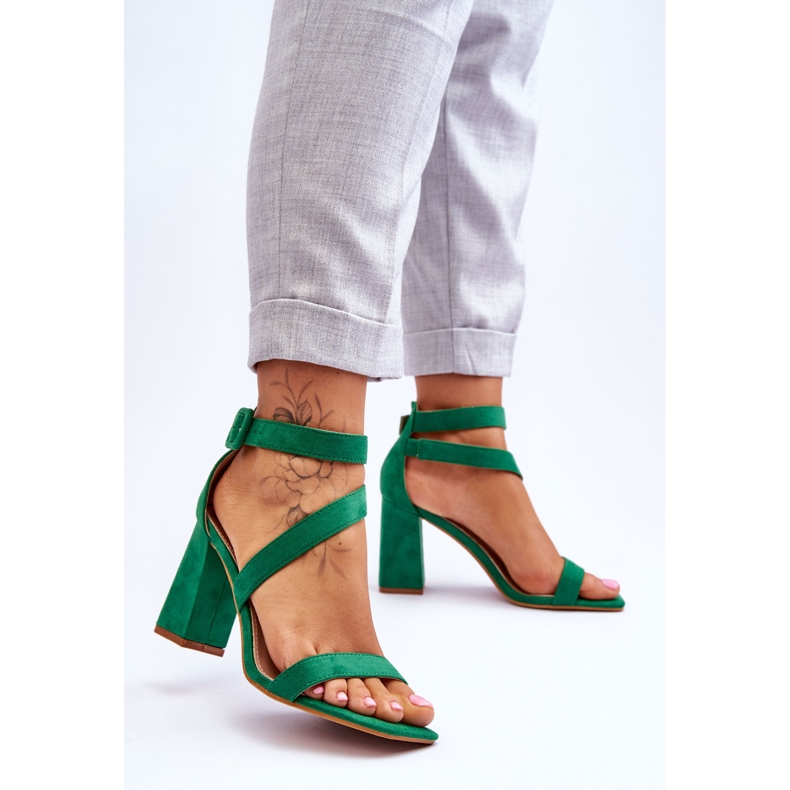 FB2 Női velúr magassarkú szandál Green Lanes zöld 2
