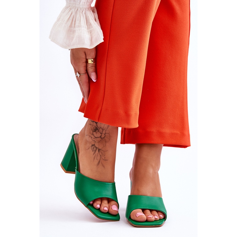 Női Loara zöld bőr klasszikus papucs 1