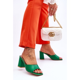 Női Loara zöld bőr klasszikus papucs 2