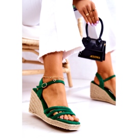 FJ1 Velúr zöld Louisiana Wedge szandál 5