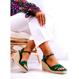 FJ1 Velúr zöld Louisiana Wedge szandál 6