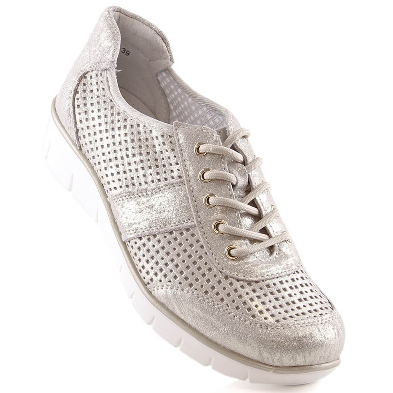 Filippo DP028 bőr áttört női sportcipő aranysárga 1