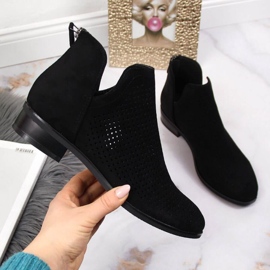 Női áttört fekete velúr csizma W Vinceza 1