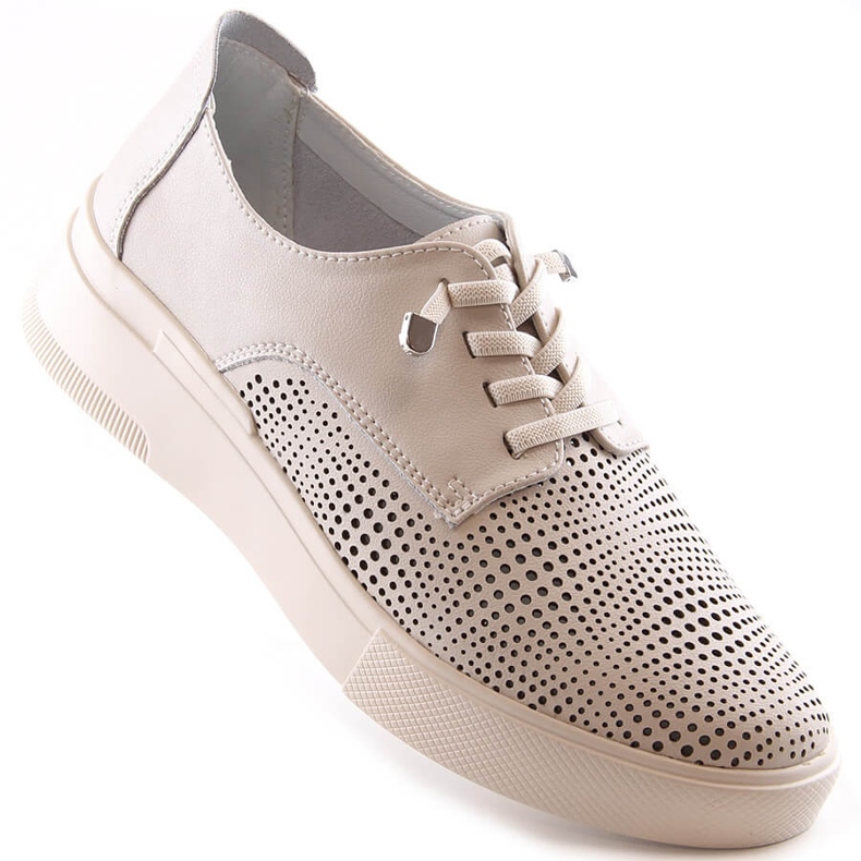 Női bézs bőr áttört cipő Filippo DP4405 1