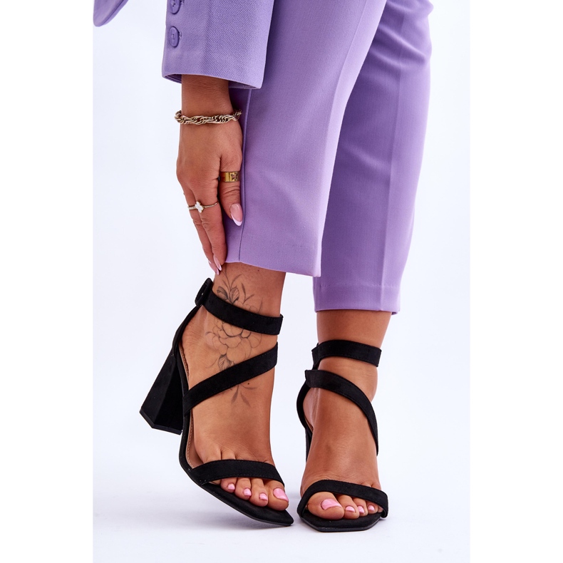 FB2 Női velúr magassarkú szandál fekete Lanes 1