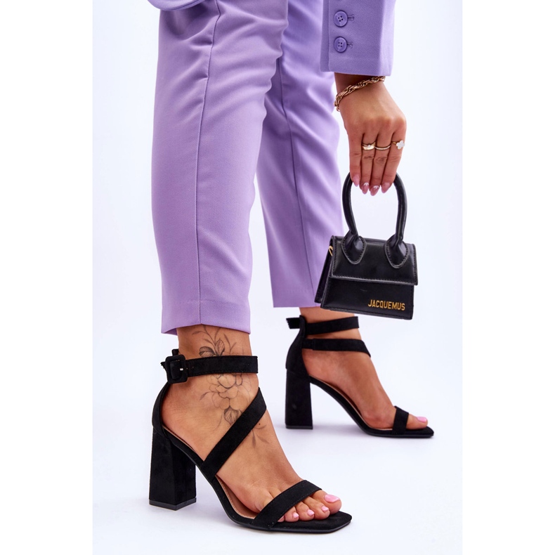 FB2 Női velúr magassarkú szandál fekete Lanes 2