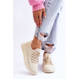 FB2 Női felbújós sportcipők Sneakers Bézs Rosett 1
