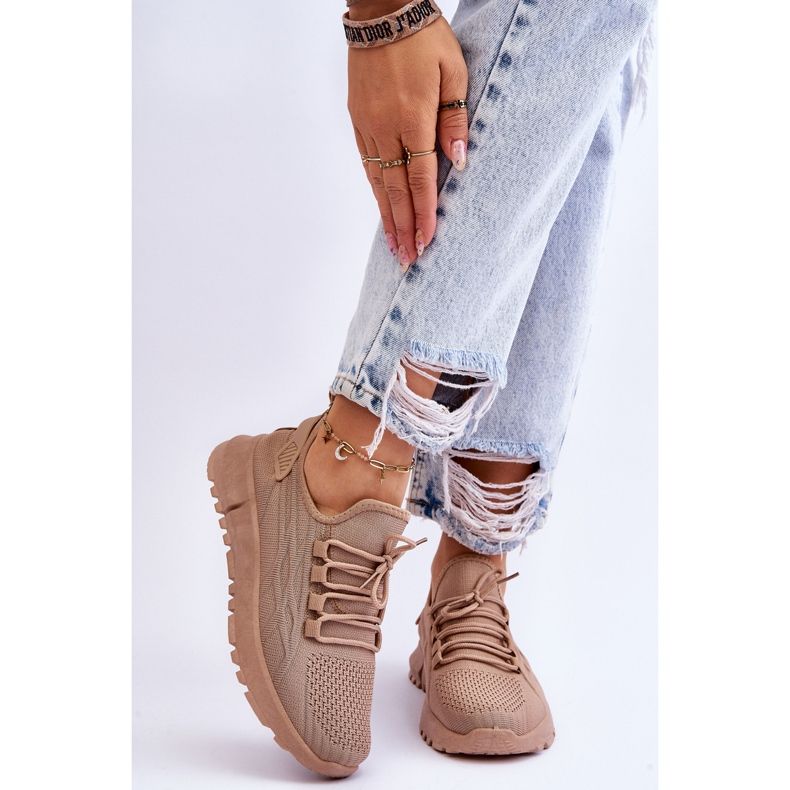 FB2 Női felbújós tornacipő Sötétbézs Rosett barna 1