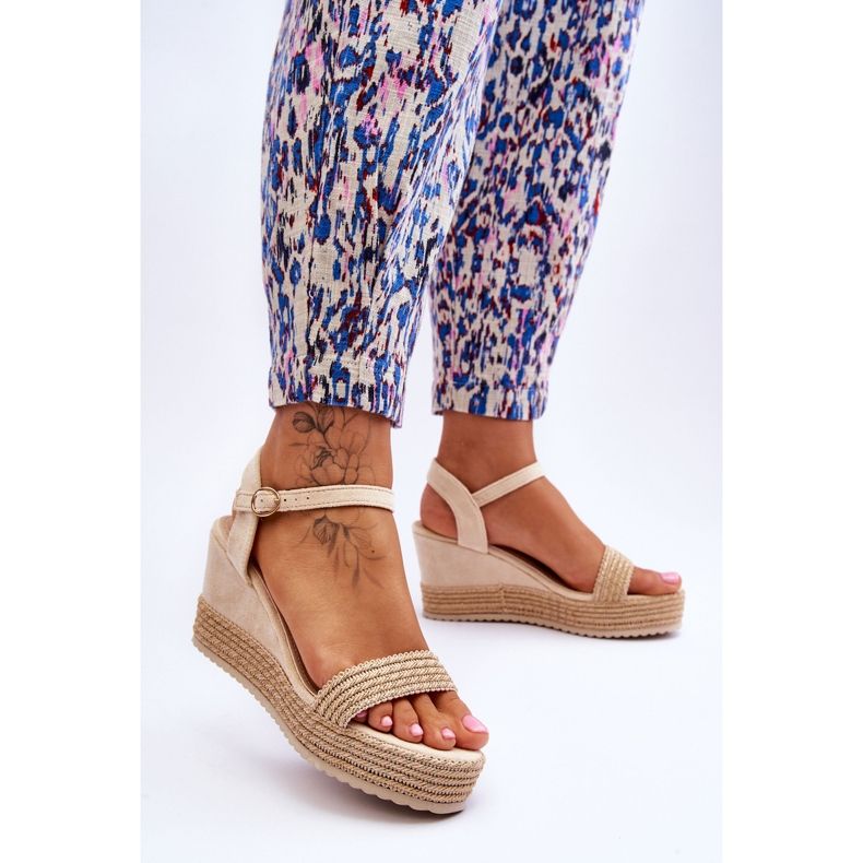 Klasszikus női ékszandál bézs Malmo barna 2