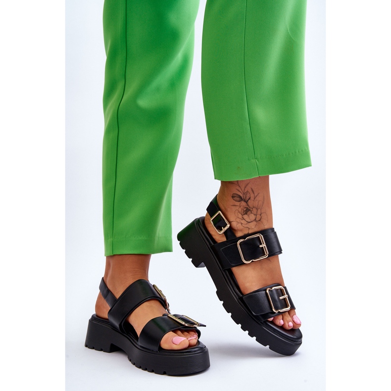 FB2 Bőr kényelmes szandál fekete Alayah 2