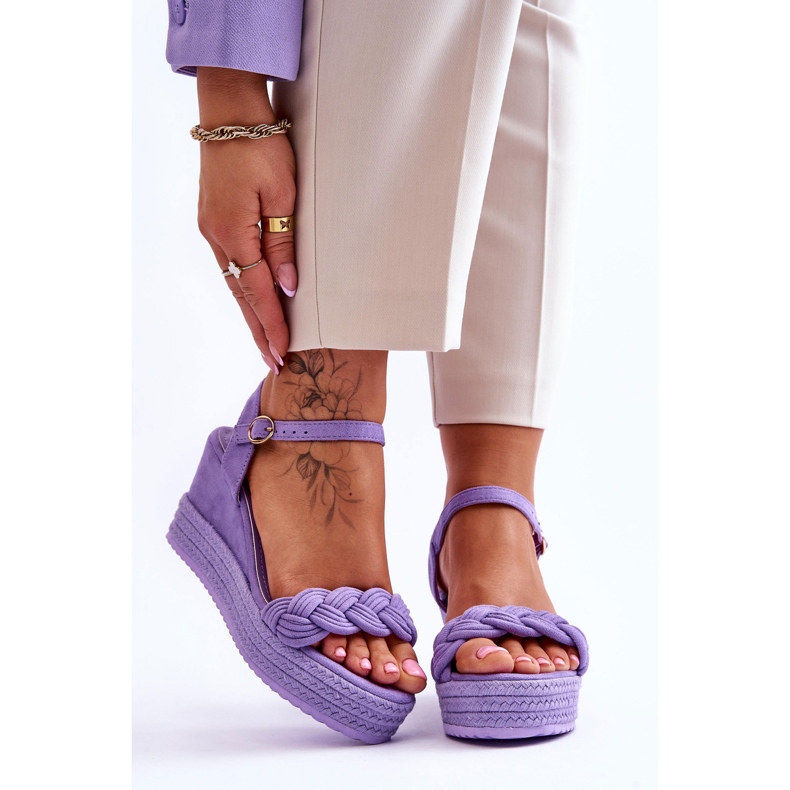 Klasszikus Suede Wedge Sandals Purple Denisse ibolya 1