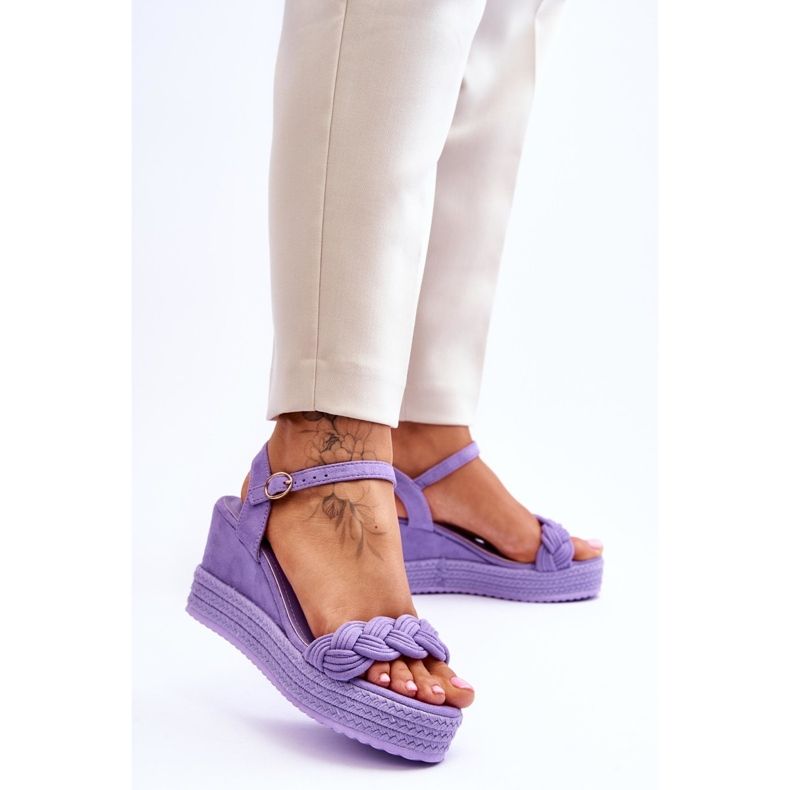 Klasszikus Suede Wedge Sandals Purple Denisse ibolya 2