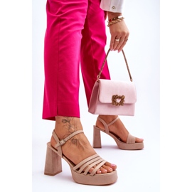 Női Velúr Platform szandál Bézs Verda barna 2