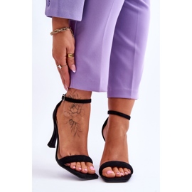 Velúr női sarkú szandál fekete Rousses 1