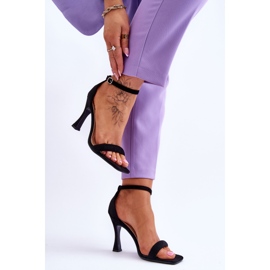 Velúr női sarkú szandál fekete Rousses 2