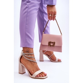 FJ1 Divatos szandál cirkóniával Bézs Carma barna 2