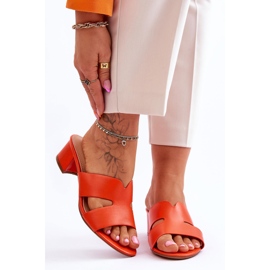 FJ1 Klasszikus Orange Miley alacsony sarkú bőrpapucs narancs 1