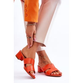 FJ1 Klasszikus Orange Miley alacsony sarkú bőrpapucs narancssárga 2