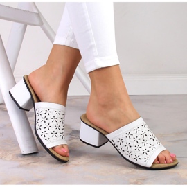 Rieker 64681-80 bőr női áttört fehér sarkú szandál 1