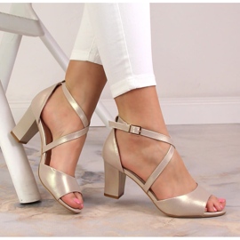 Elegáns női arany szatén szandál a poszton Sergio Leone SK862 aranysárga 1