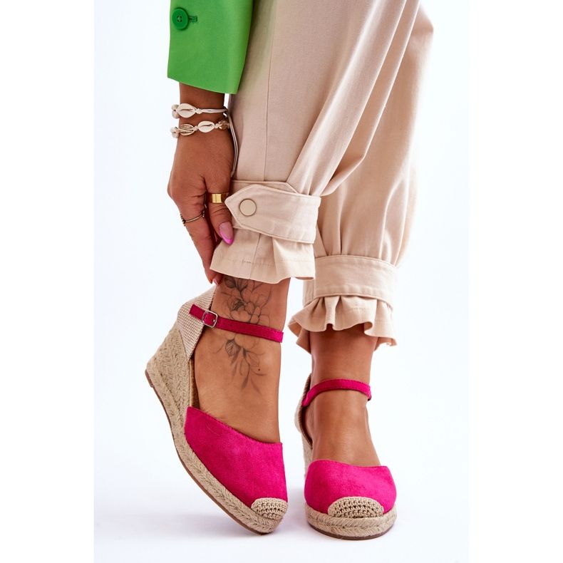 Fukszia Cammer Suede Espadrilles Wedge szandál rózsaszín 1 Fukszia Cammer Suede Espadrilles Wedge szandál rózsaszín 1
